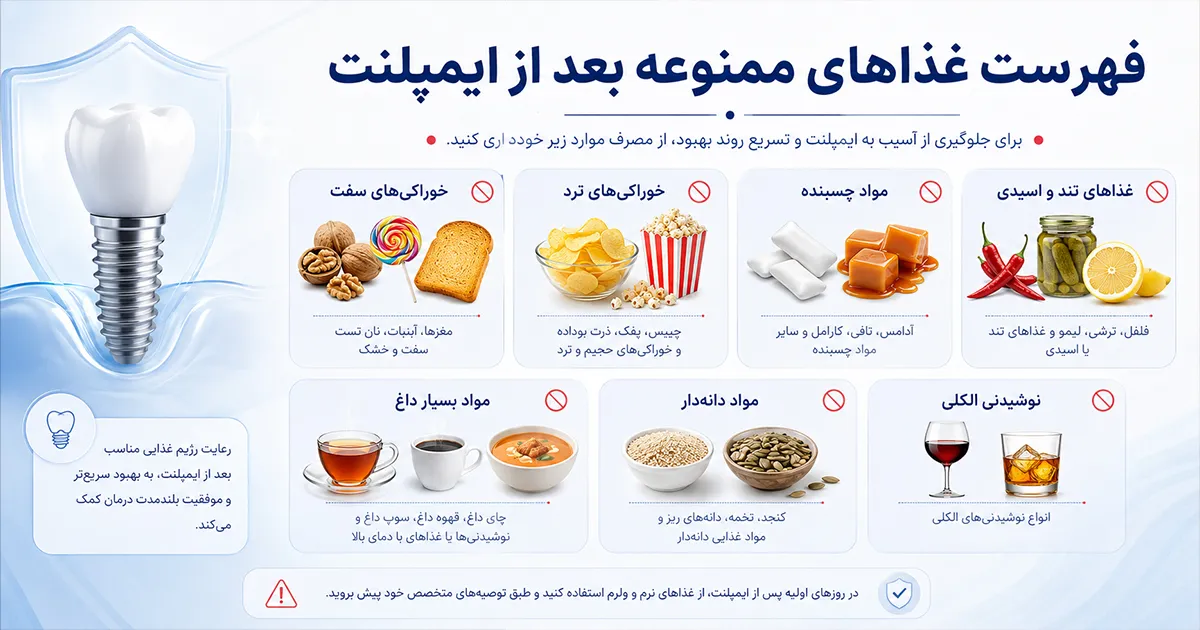 غذاهای ممنوعه بعد از ایمپلنت